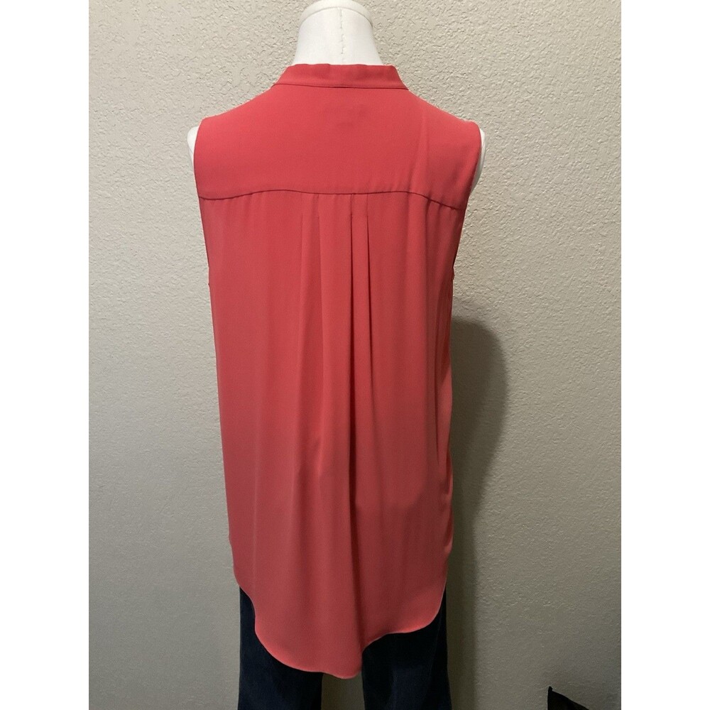 Ann Taylor, Women’s, Sleeveless V-Neck Blouse W/Tie, Coral, Size: M - Picture 3 of 7
